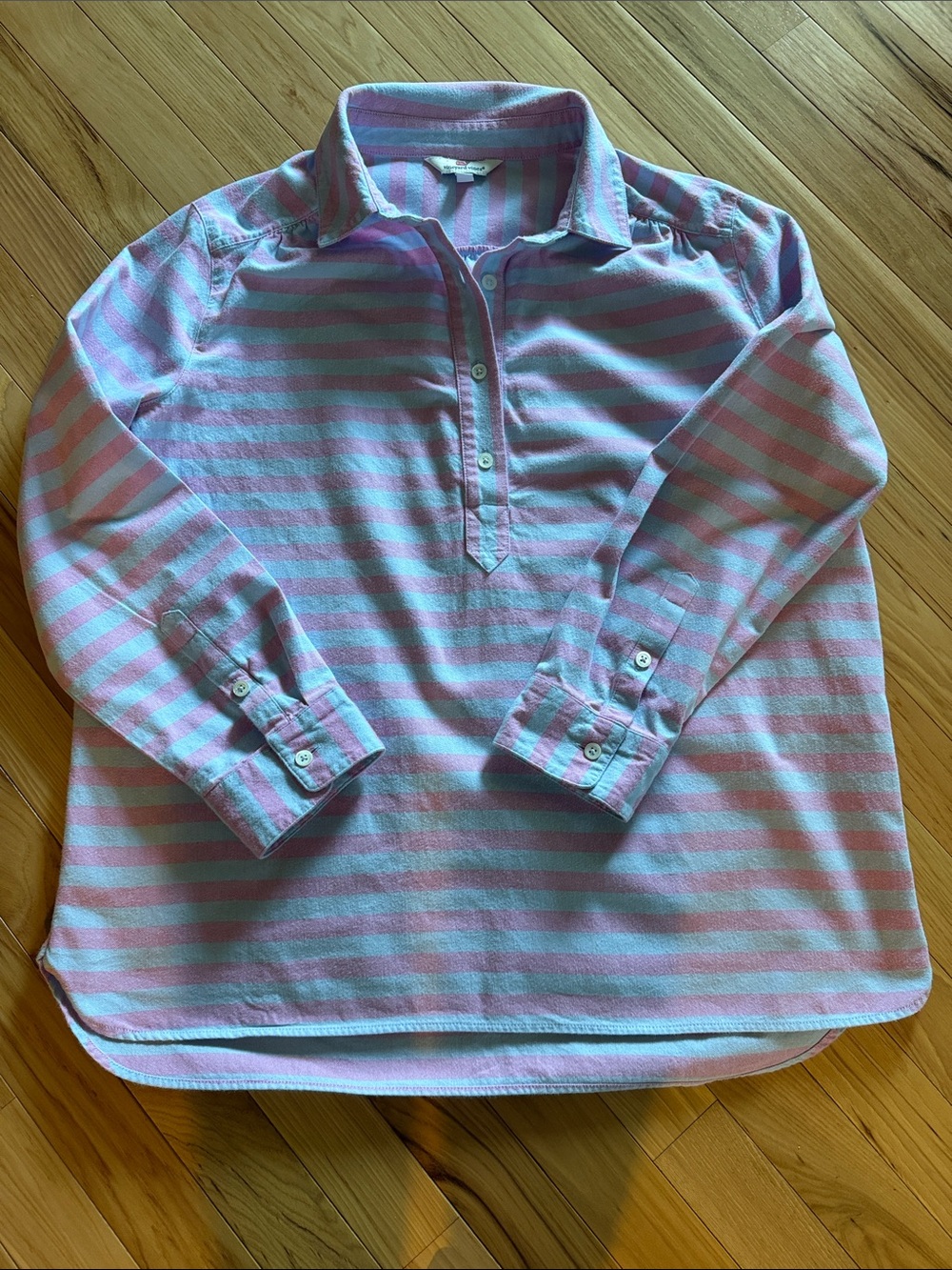 Vineyard Vines Pink and Light Blue Striped Button-Down Polo
